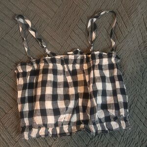 Forever 21 Black and White Plaid Crop Top